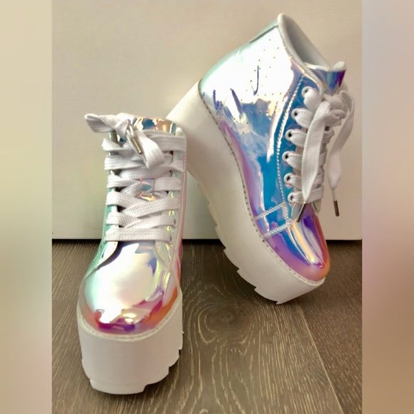 holographic platform shoes